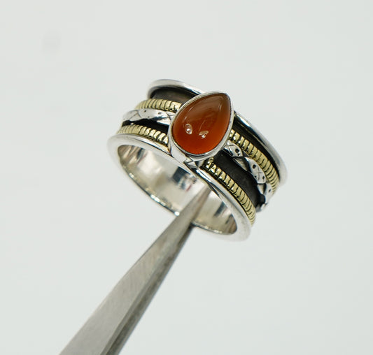 925 Solid Sterling Silver Spinner Natural Gemstone Designer Ring