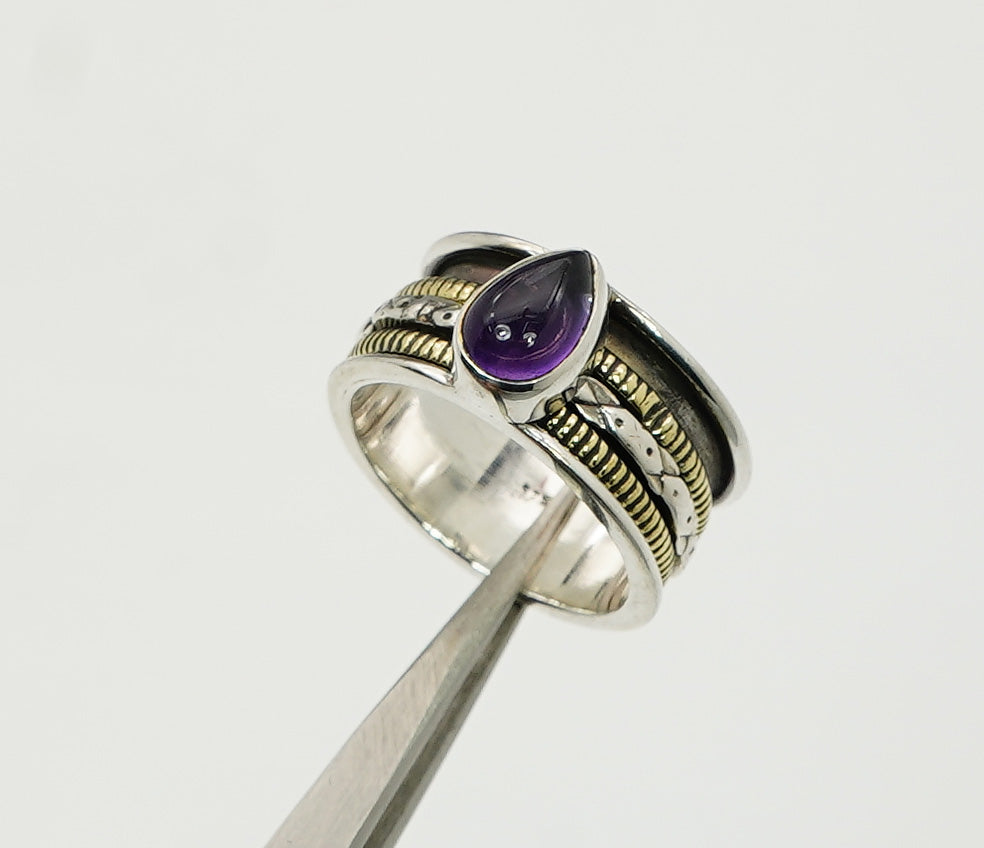 925 Solid Sterling Silver Spinner Natural Gemstone Designer Ring
