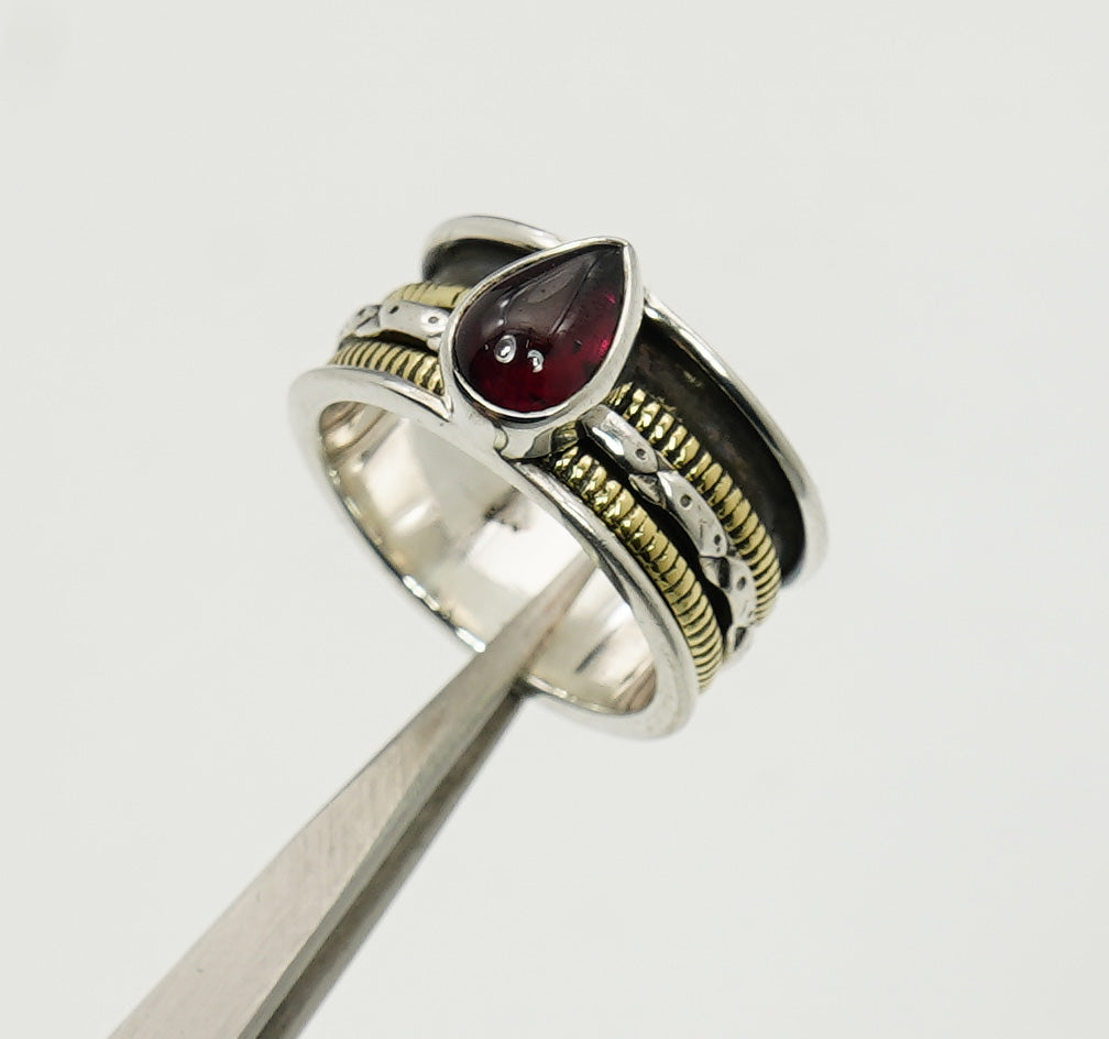 925 Solid Sterling Silver Spinner Natural Gemstone Designer Ring