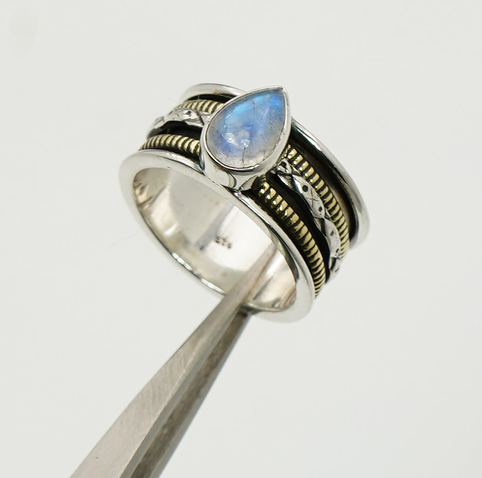 925 Solid Sterling Silver Spinner Natural Gemstone Designer Ring