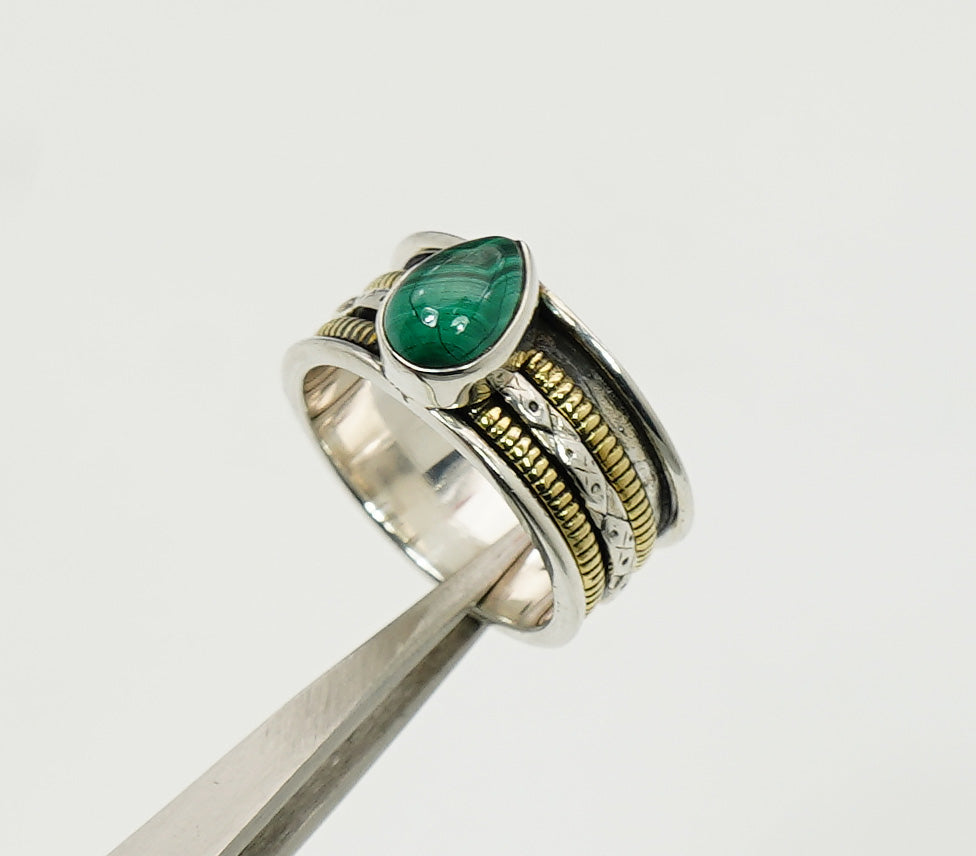 925 Solid Sterling Silver Spinner Natural Gemstone Designer Ring
