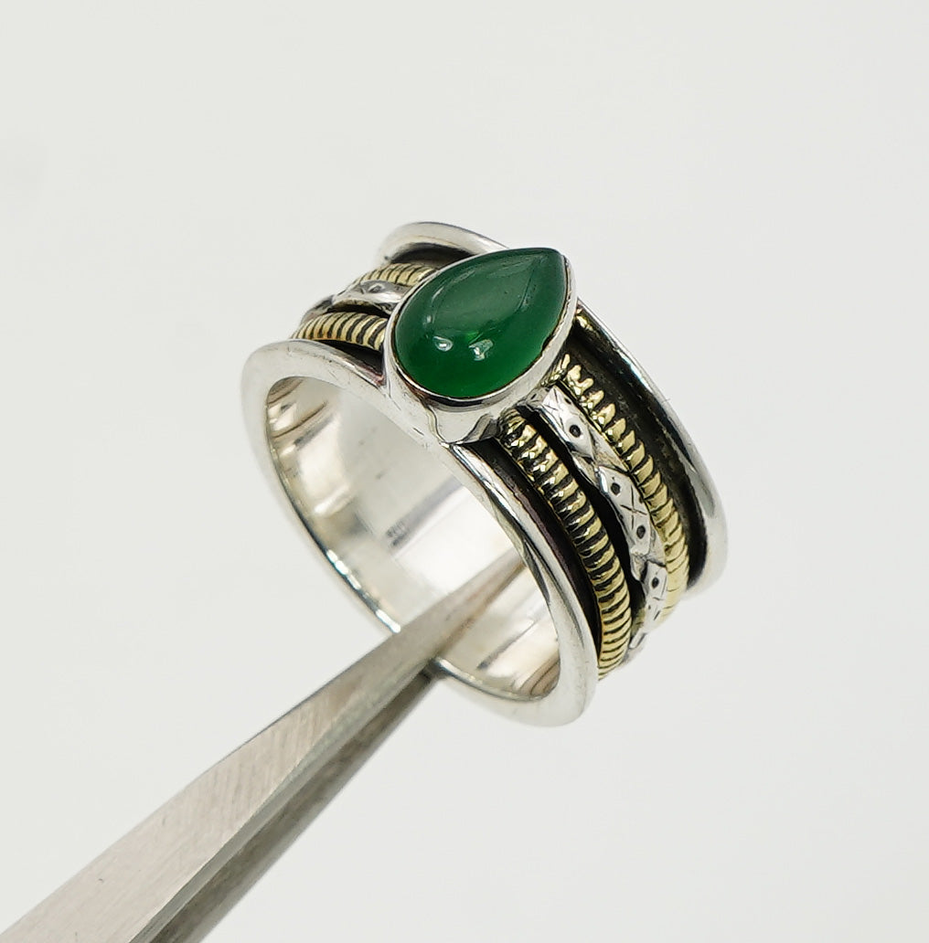 925 Solid Sterling Silver Spinner Natural Gemstone Designer Ring