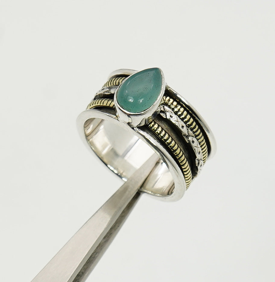 925 Solid Sterling Silver Spinner Natural Gemstone Designer Ring