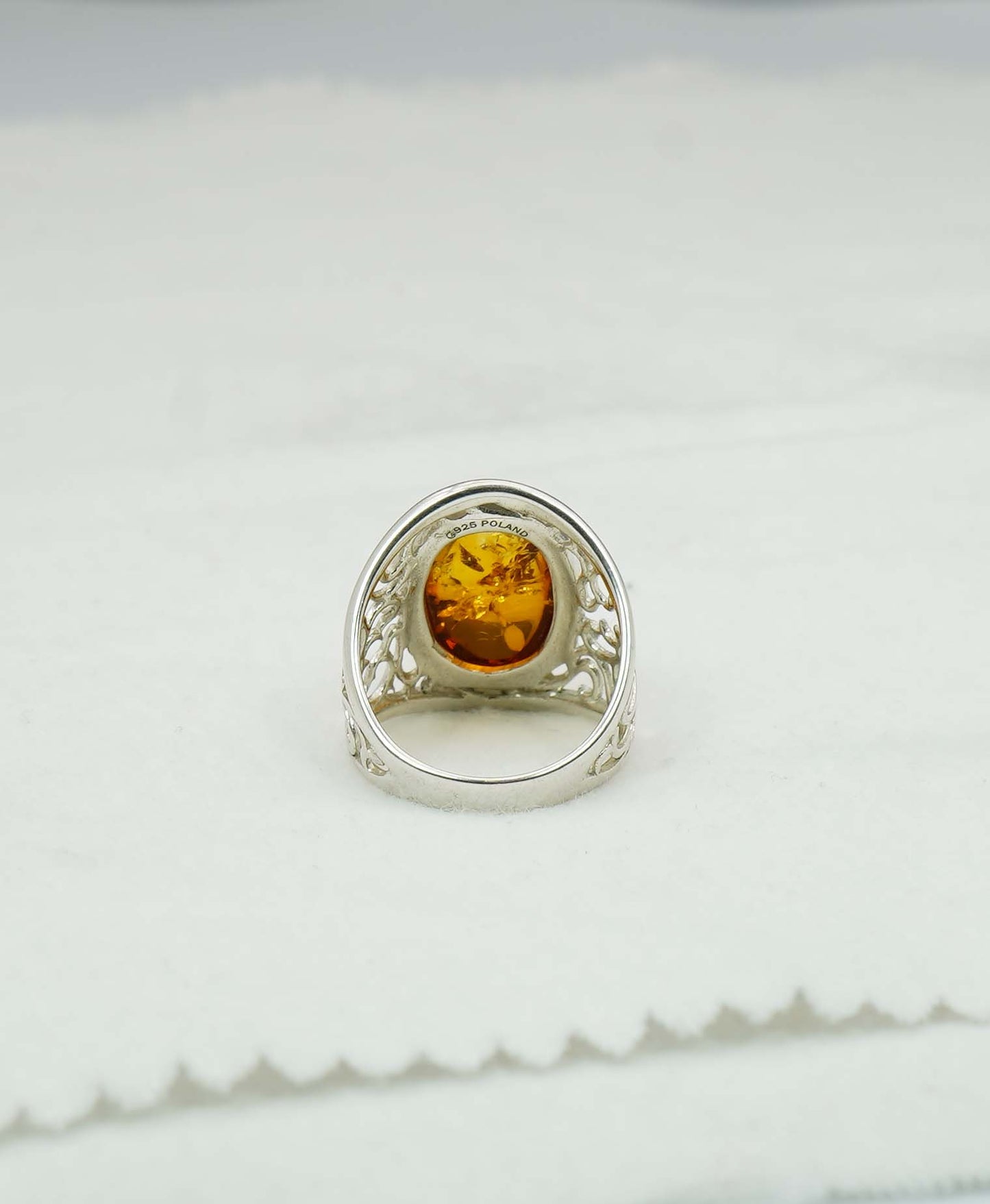 925 Solid Sterling Silver Natural Baltic Amber Ring - 6.8 Grams