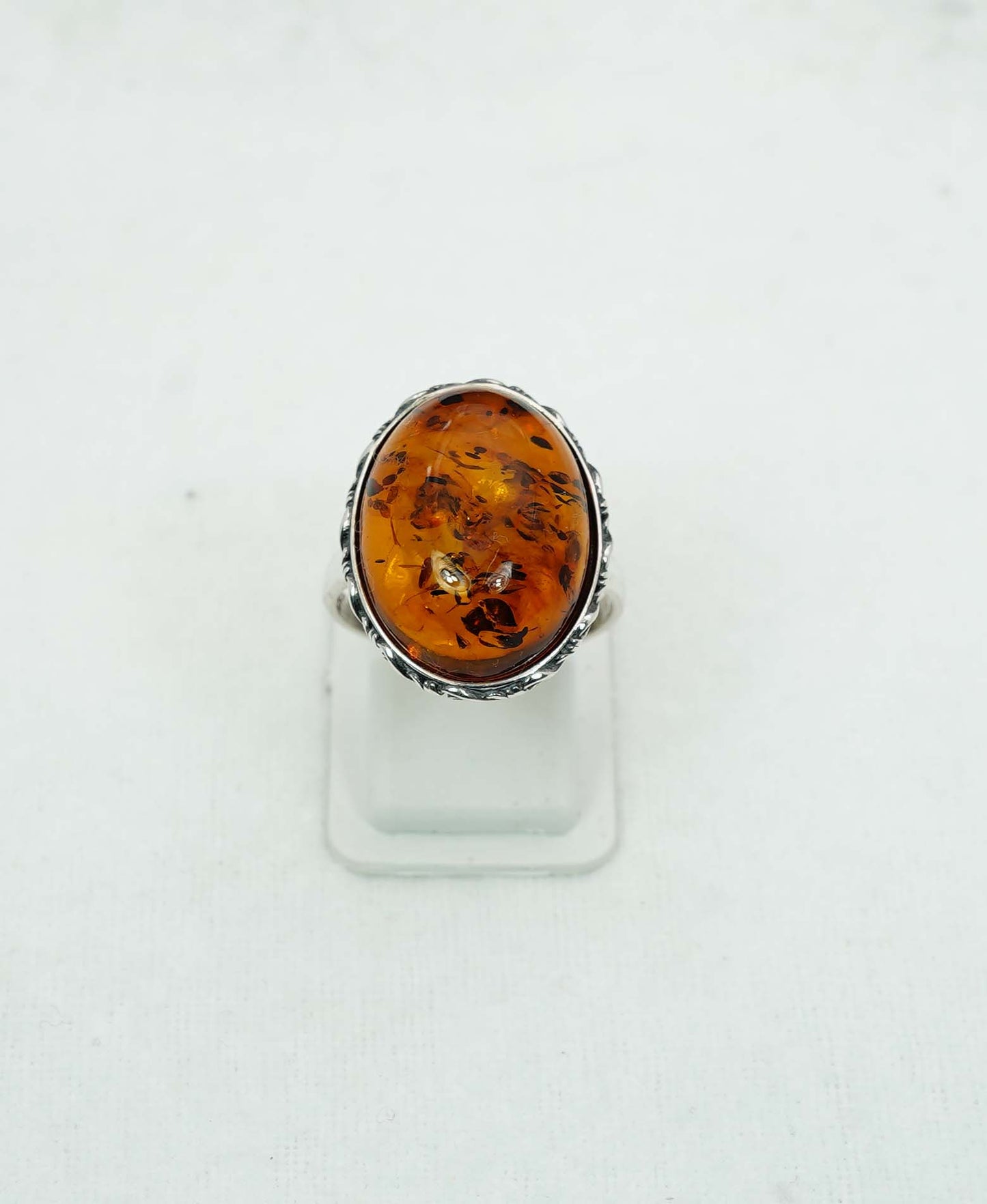 925 Solid Sterling Silver Natural Baltic Amber Ring - 4 Grams
