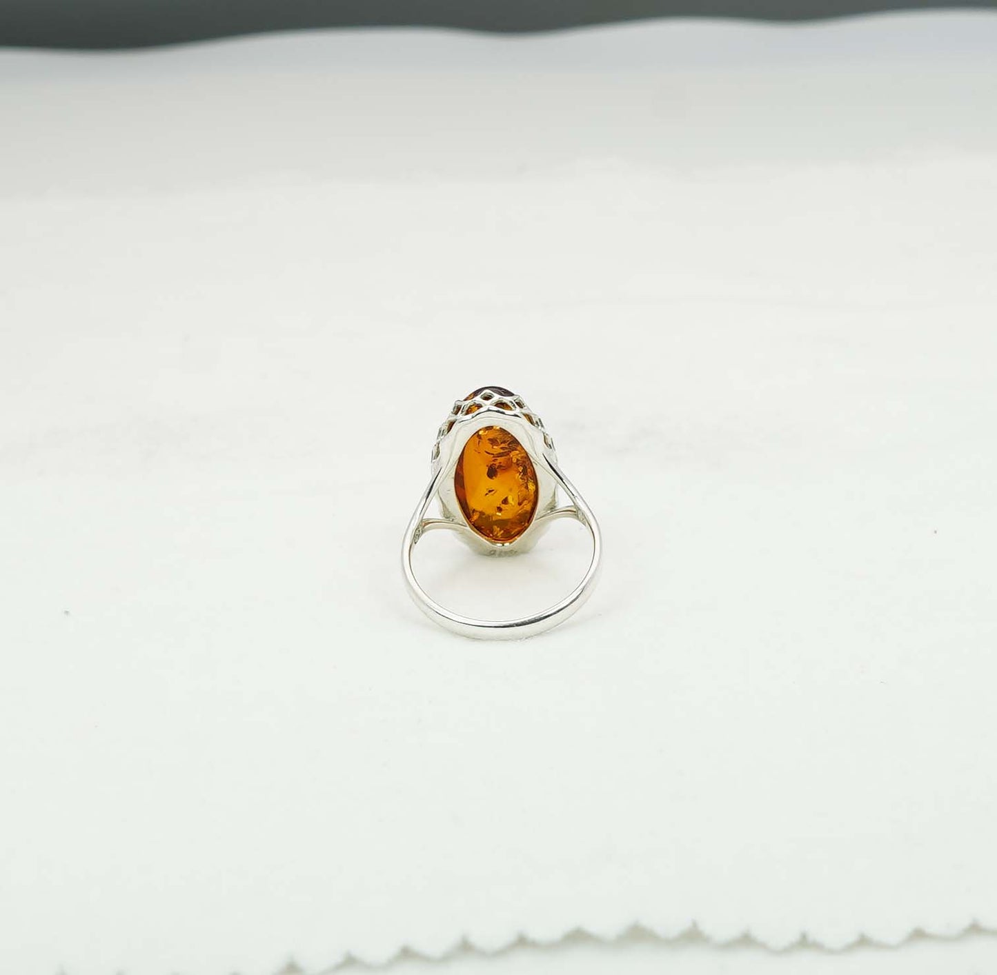 925 Solid Sterling Silver Natural Baltic Amber Ring - 3.6 Grams