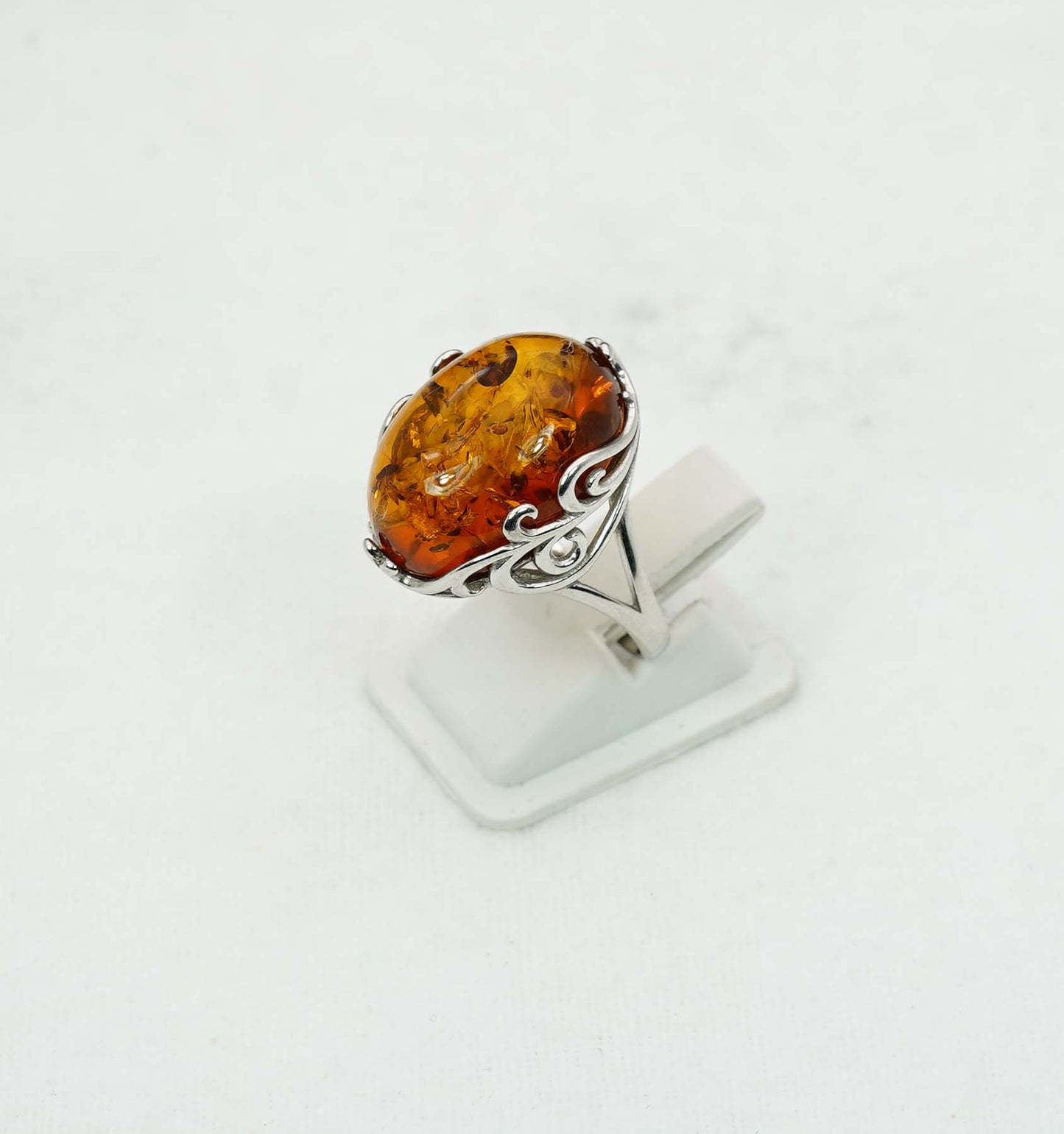925 Solid Sterling Silver Natural Baltic Amber Ring - 5 Grams