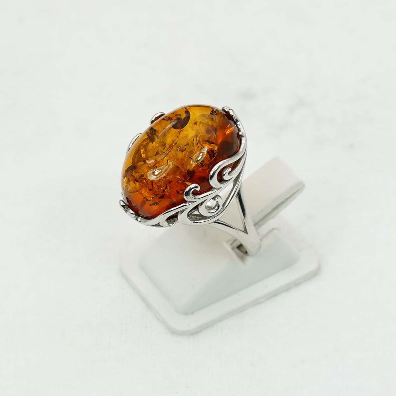 925 Solid Sterling Silver Natural Baltic Amber Ring-5 Grams