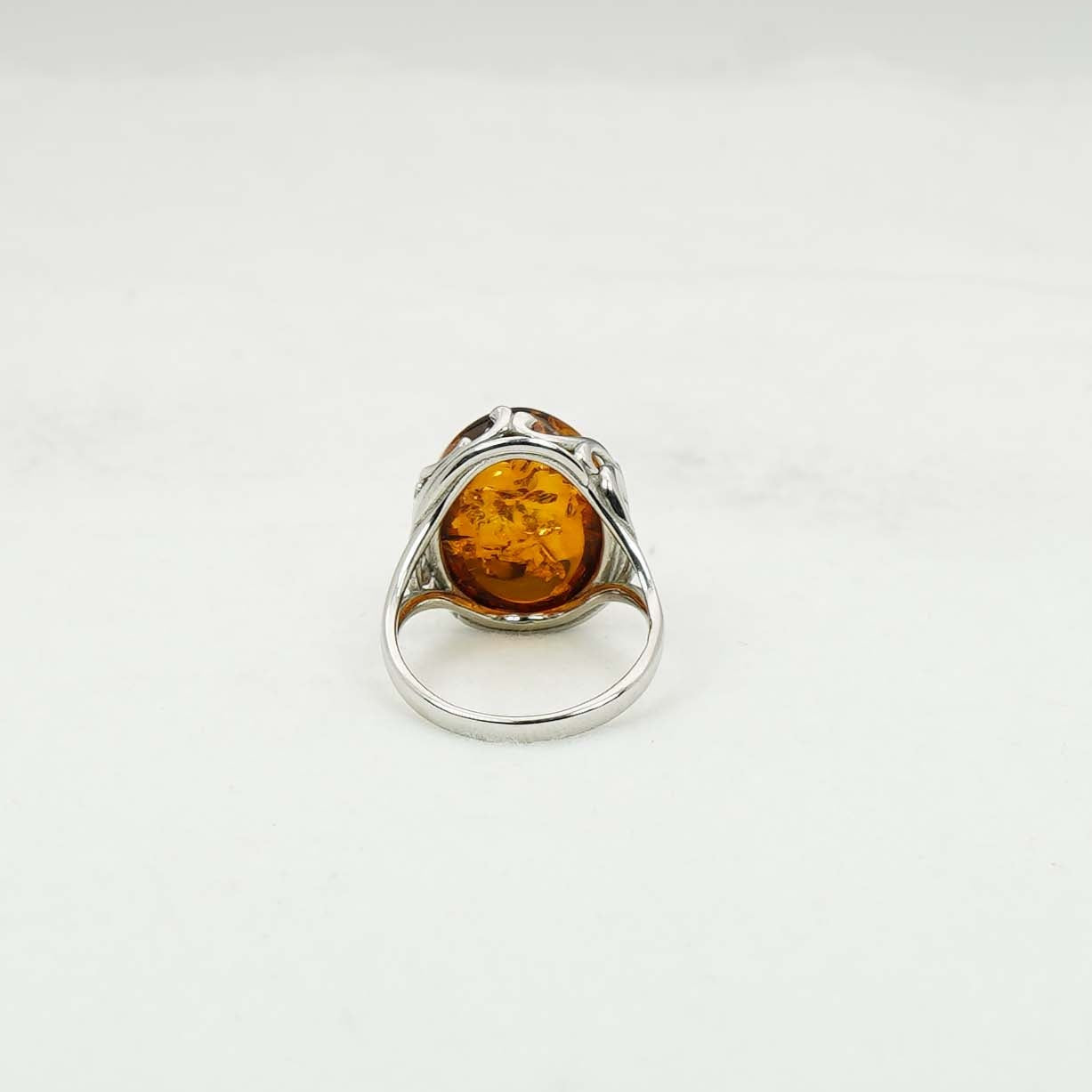 925 Solid Sterling Silver Natural Baltic Amber Ring-5 Grams