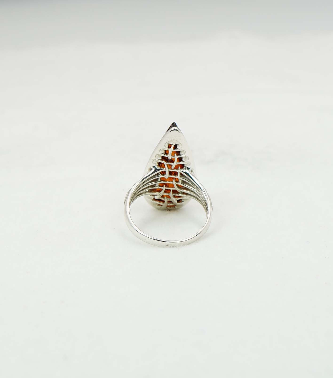 925 Solid Sterling Silver Natural Baltic Amber Ring - 4.1 Grams