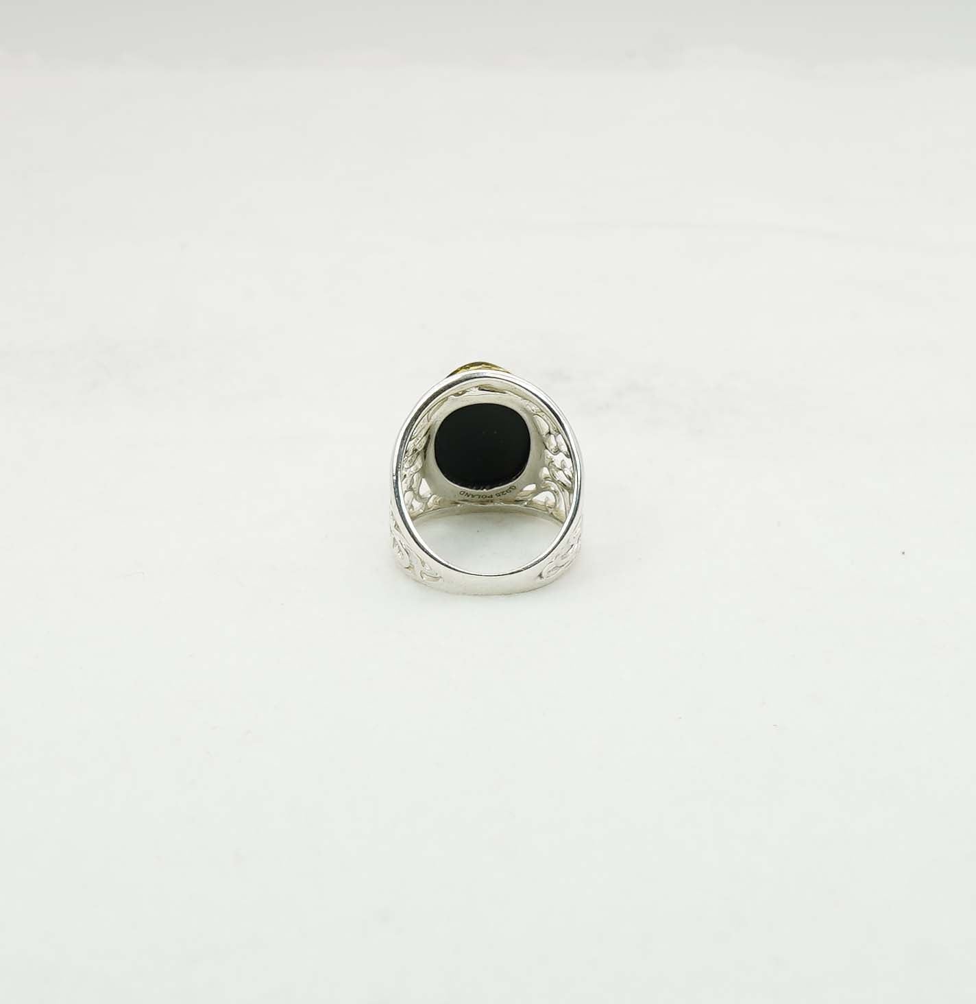 925 Solid Sterling Silver Natural Baltic Amber Ring - 6.2 Grams