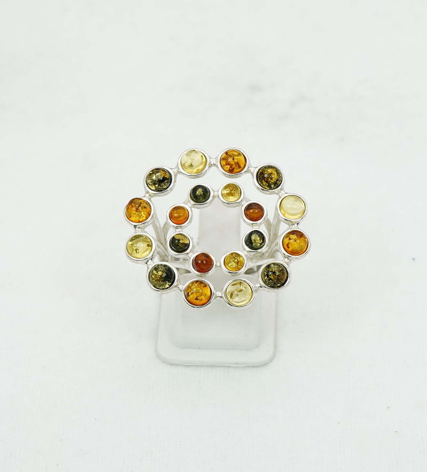 925 Solid Sterling Silver Natural Baltic Amber Ring - 6.6 Grams