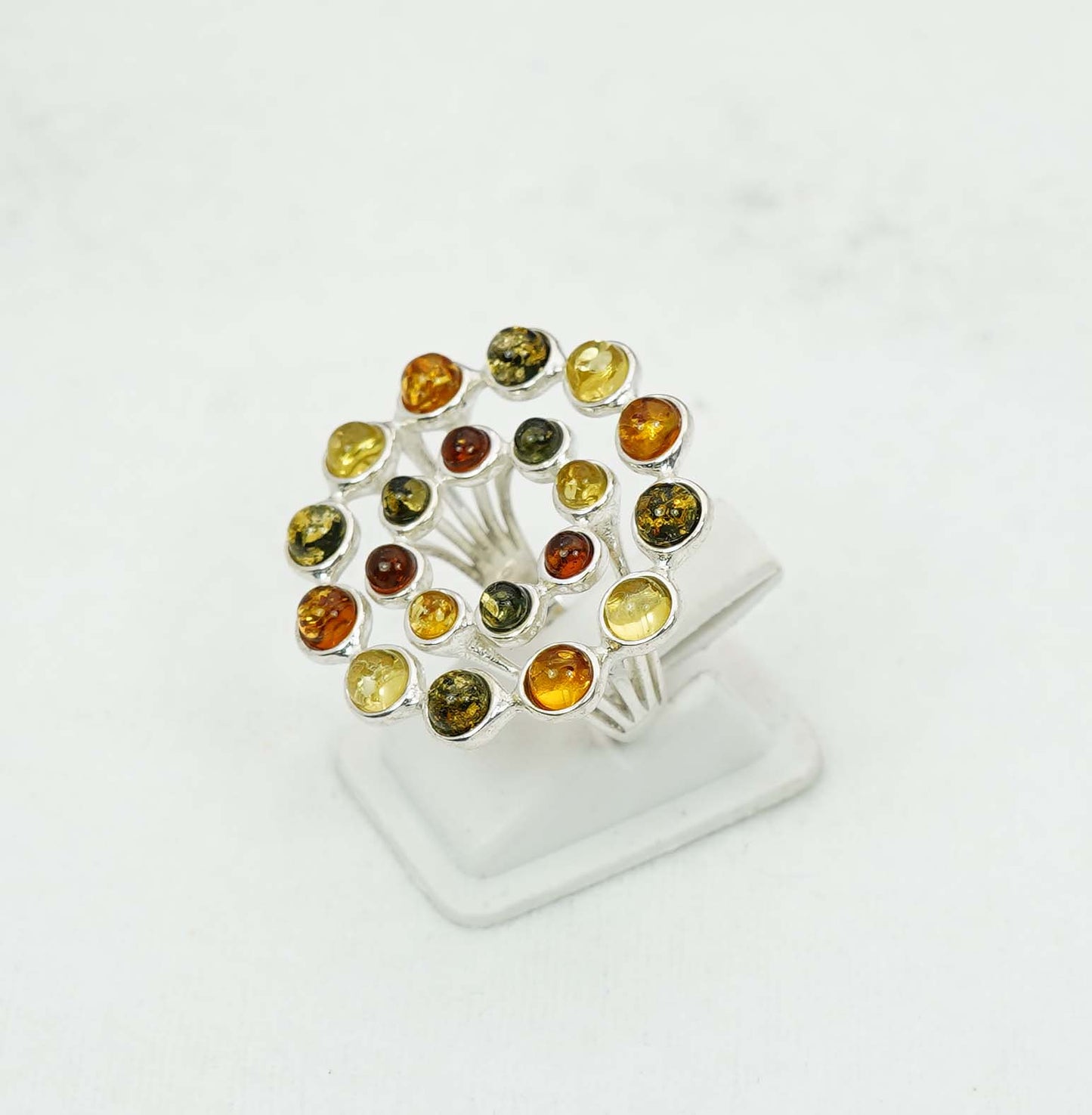 925 Solid Sterling Silver Natural Baltic Amber Ring - 6.6 Grams