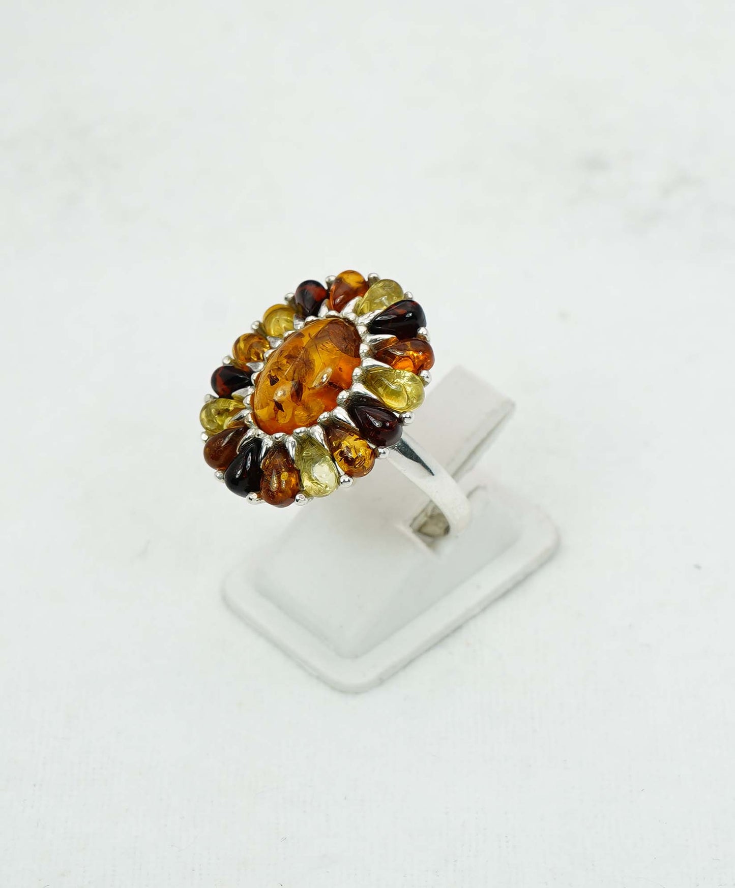 925 Solid Sterling Silver Natural Baltic Amber Ring - 9 Grams