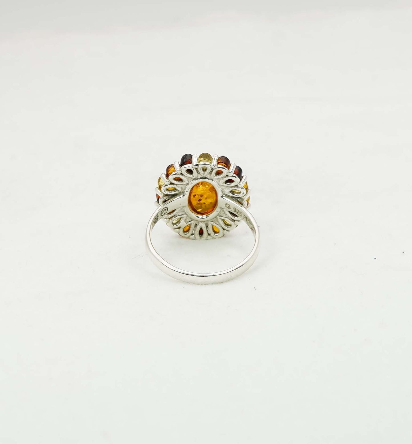 925 Solid Sterling Silver Natural Baltic Amber Ring - 9 Grams