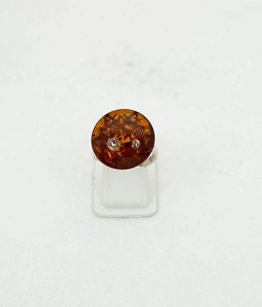 925 Solid Sterling Silver Natural Baltic Amber Ring - 4.6 Grams