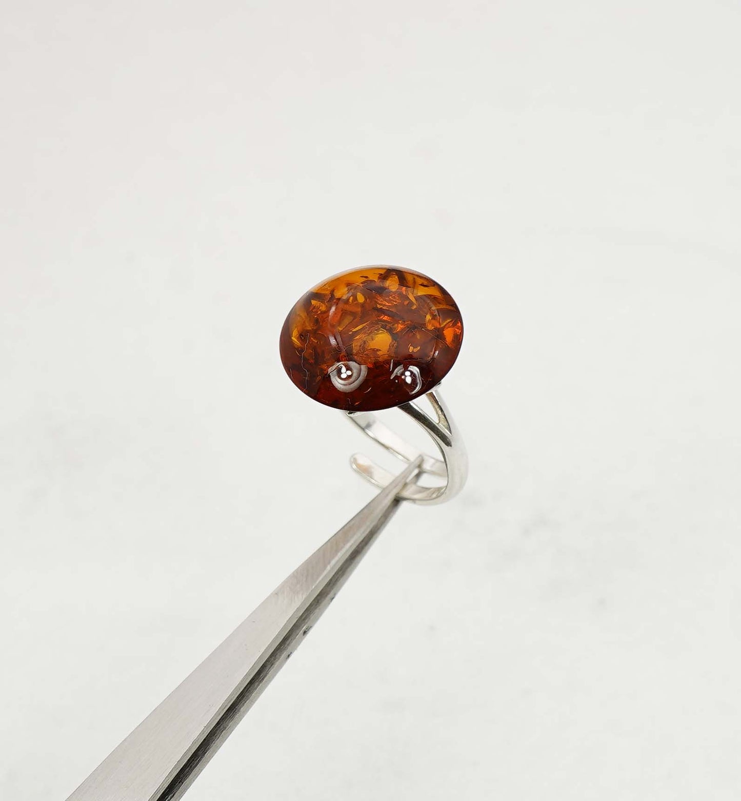 925 Solid Sterling Silver Natural Baltic Amber Ring - 4.6 Grams
