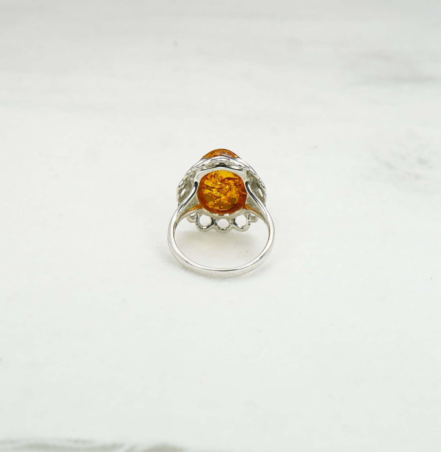 925 Solid Sterling Silver Natural Baltic Amber Ring - 4.2 Grams
