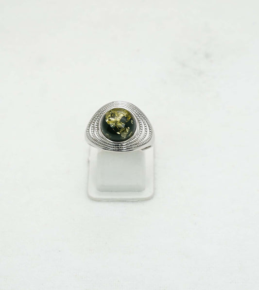 925 Solid Sterling Silver Natural Baltic Amber Ring - 3.6 Grams