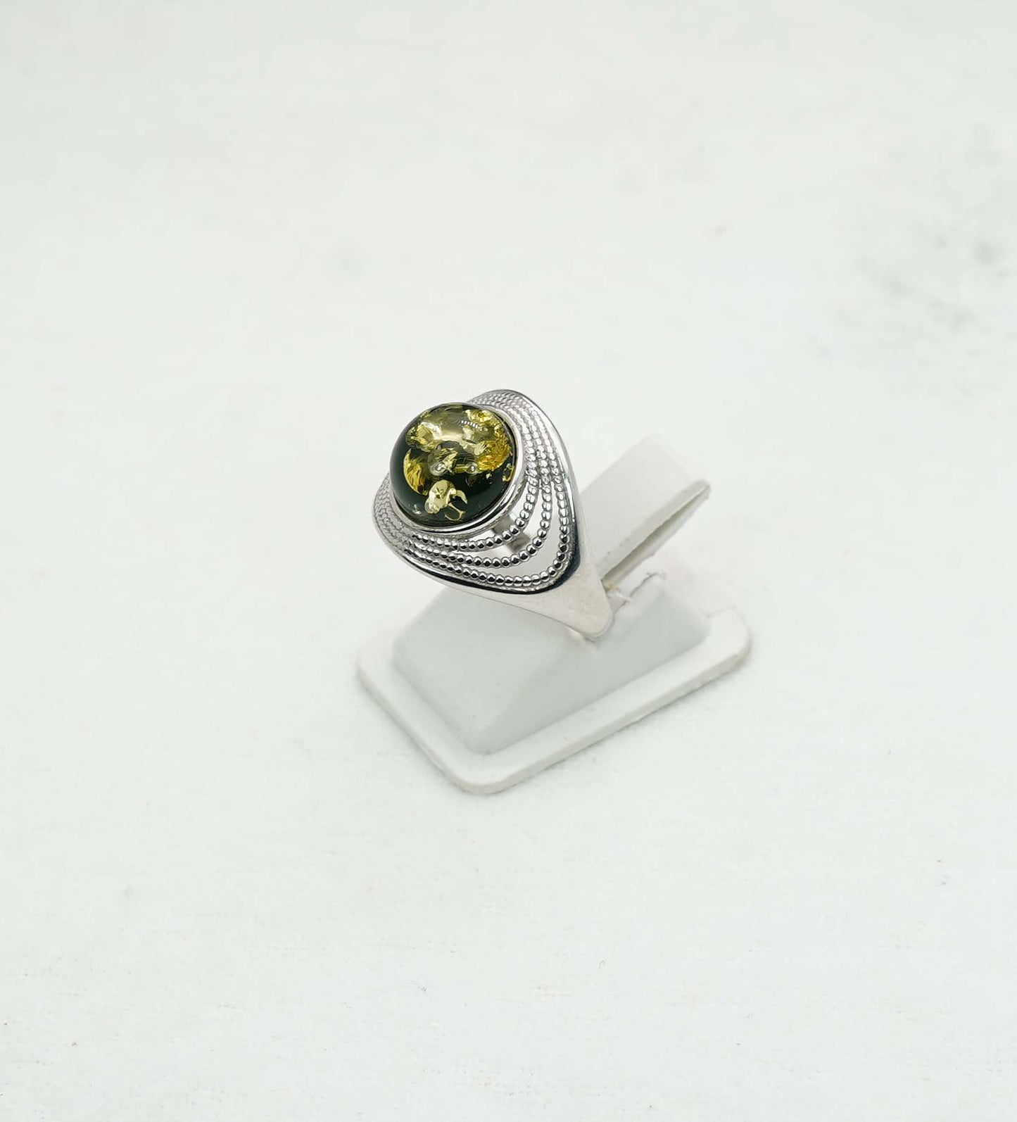 925 Solid Sterling Silver Natural Baltic Amber Ring - 3.6 Grams