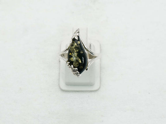 925 Solid Sterling Silver Natural Baltic Amber Ring - 3.2 Grams