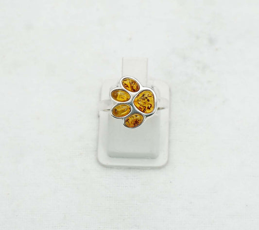 925 Solid Sterling Silver Natural Baltic Amber Ring - 3.2 Grams