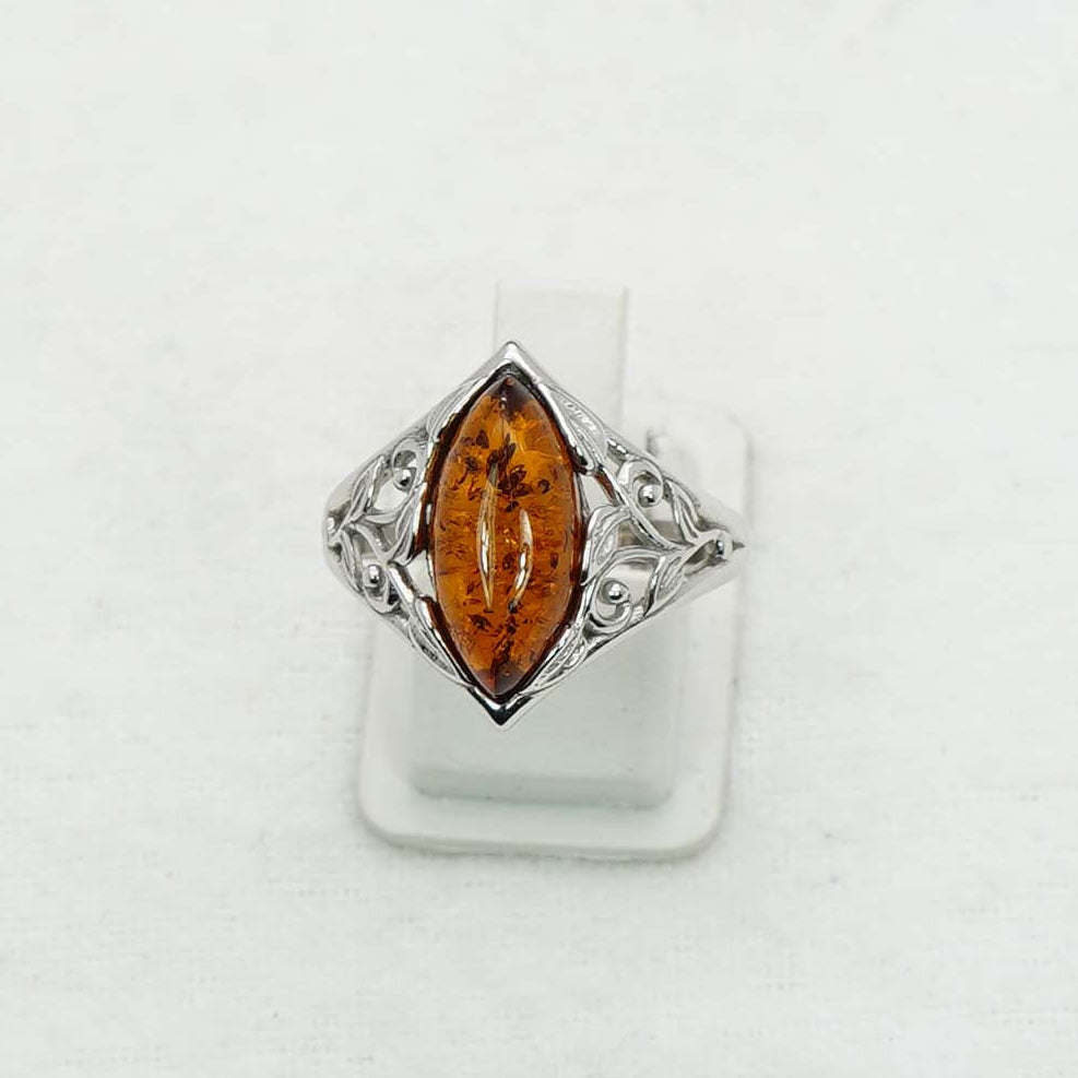 925 Solid Sterling Silver Natural Baltic Amber Ring-4 Grams