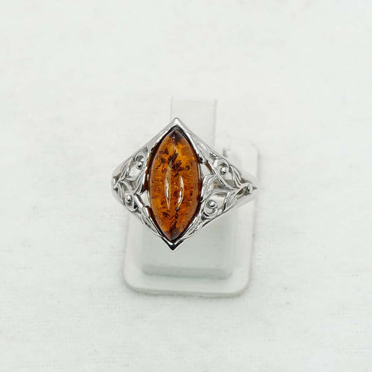 925 Solid Sterling Silver Natural Baltic Amber Ring-4 Grams