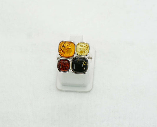 925 Solid Sterling Silver Natural Baltic Amber Ring - 5.1 Grams
