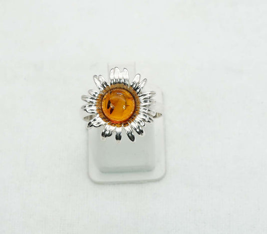 925 Solid Sterling Silver Natural Baltic Amber Ring - 4.2 Grams