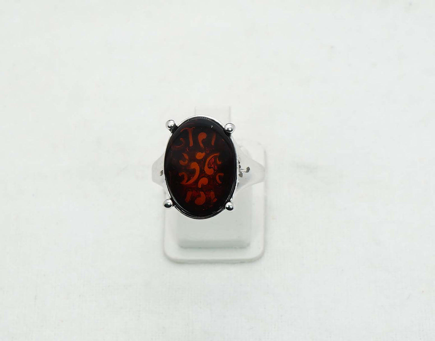 925 Solid Sterling Silver Natural Baltic Amber Ring - 4.4 Grams