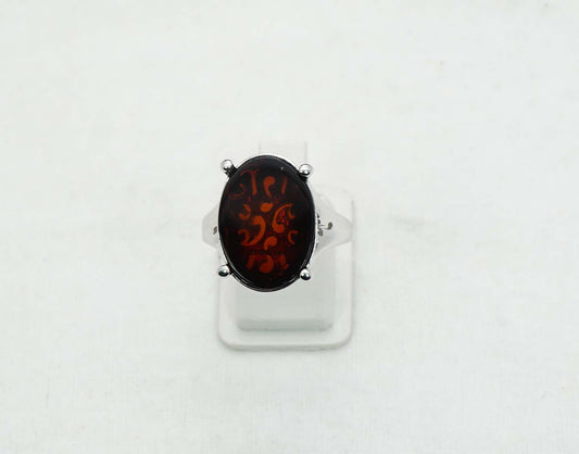 925 Solid Sterling Silver Natural Baltic Amber Ring - 4.4 Grams