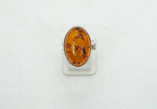 925 Solid Sterling Silver Natural Baltic Amber Ring - 4.2 Grams