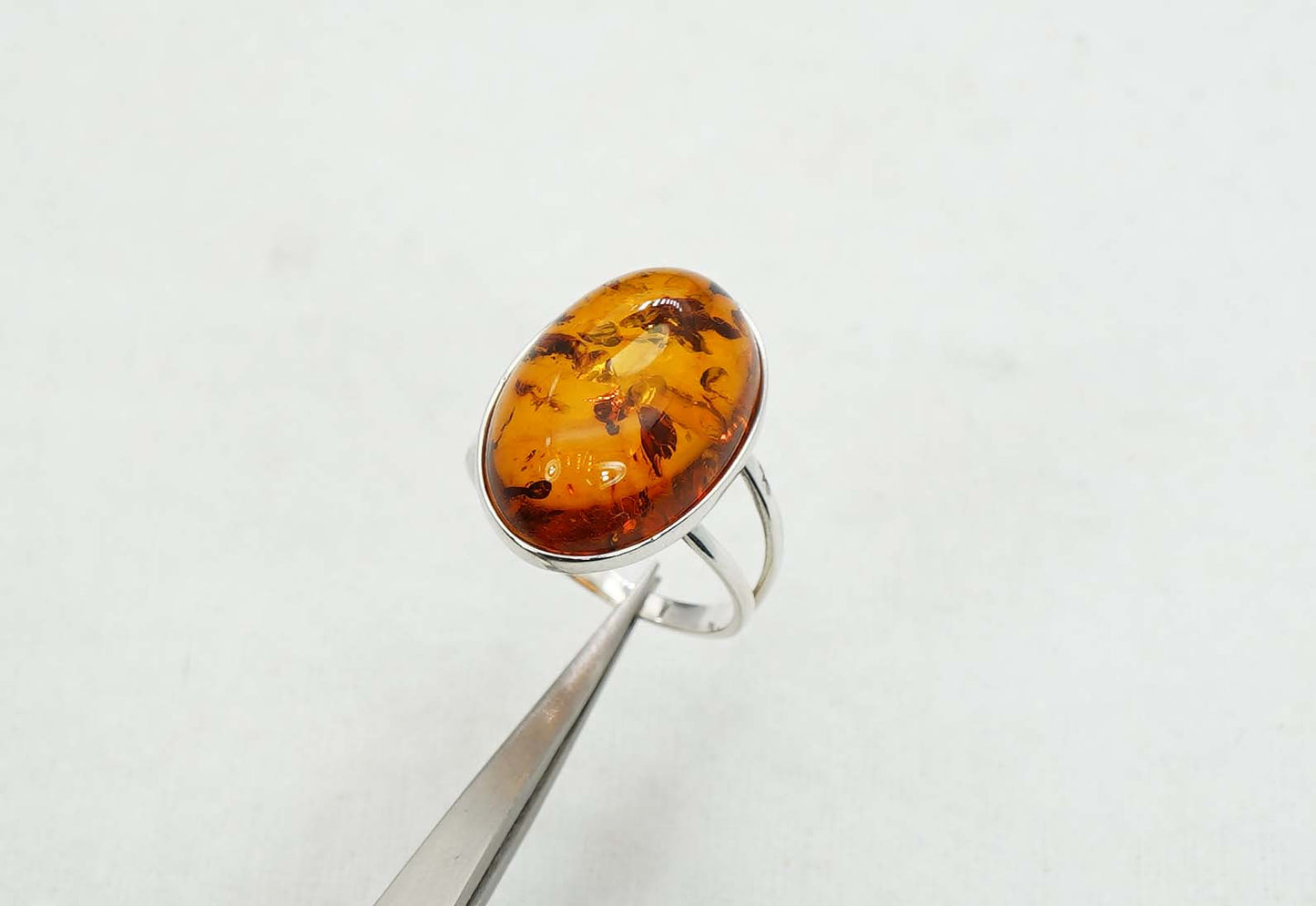 925 Solid Sterling Silver Natural Baltic Amber Ring - 4.2 Grams