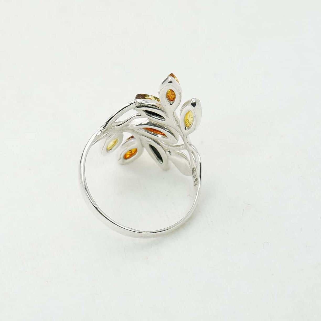 925 Solid Sterling Silver Natural Multi Baltic Amber Ring - 4.1 Grams