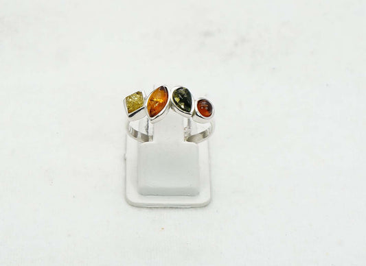 925 Solid Sterling Silver Natural Baltic Amber Ring - 2.8 Grams