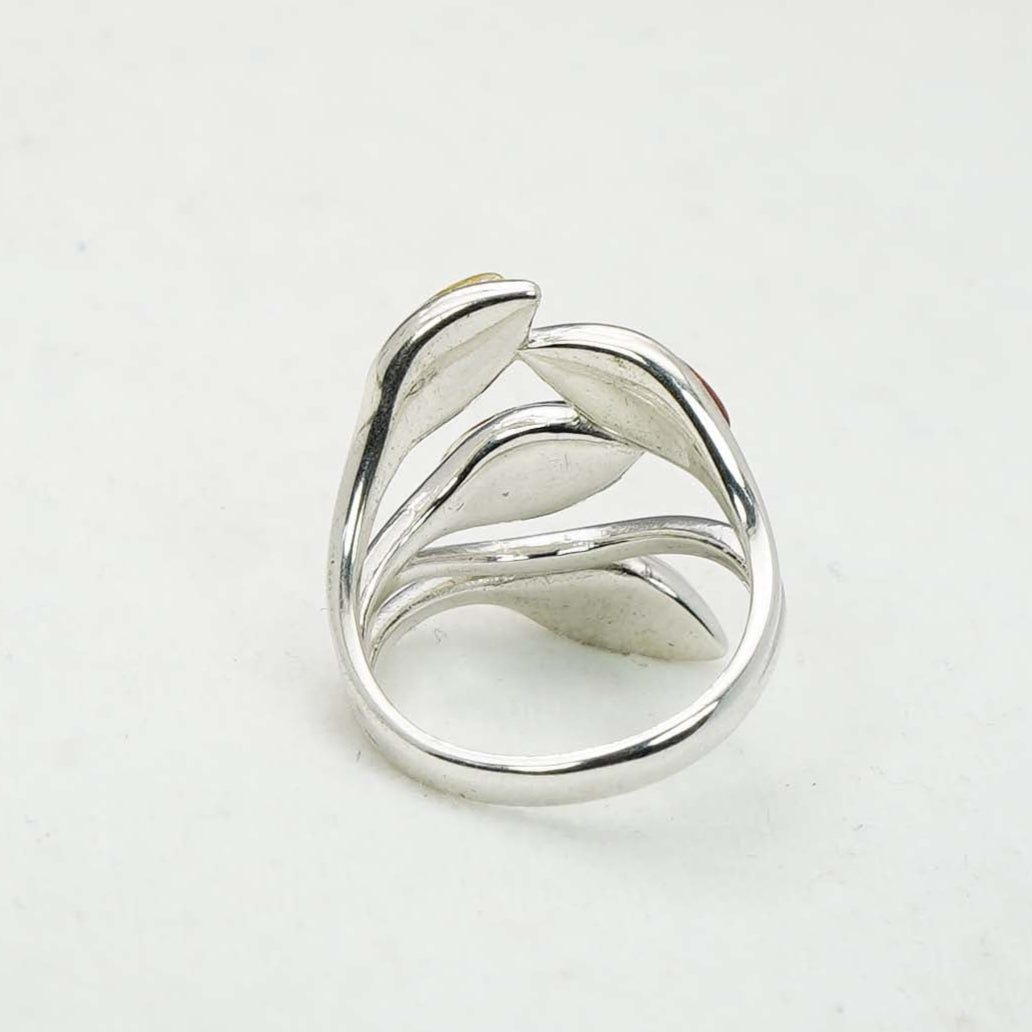 925 Solid Sterling Silver Natural Baltic Amber Ring-5 Grams