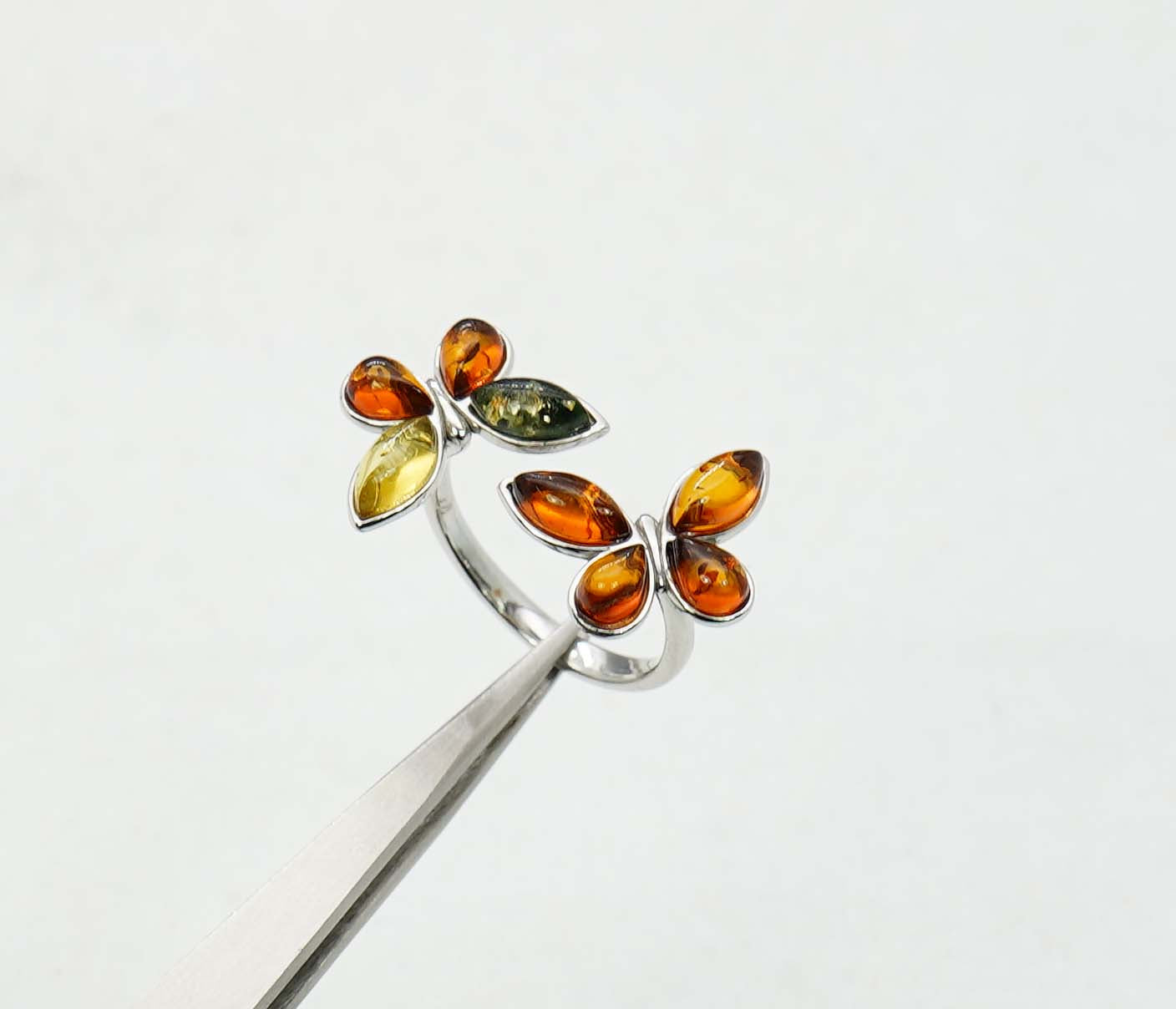 925 Solid Sterling Silver Natural Baltic Amber Ring -4 Grams