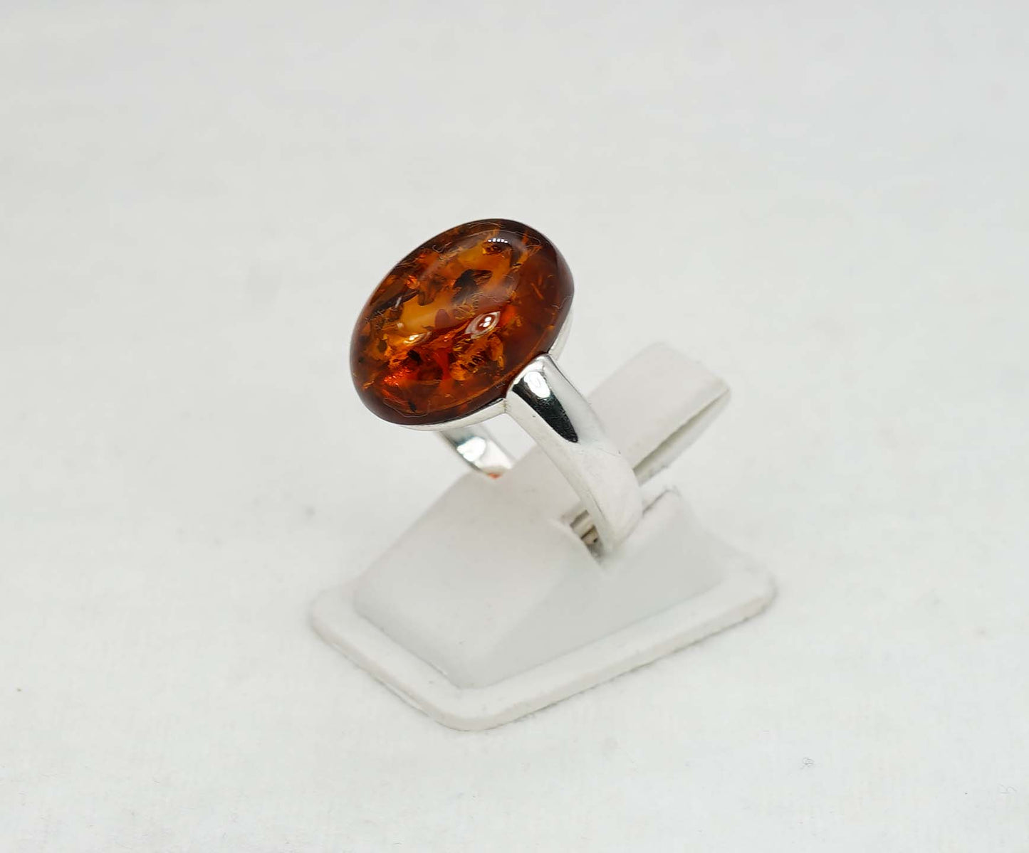 925 Solid Sterling Silver Natural Baltic Amber Ring - 4.6 Grams