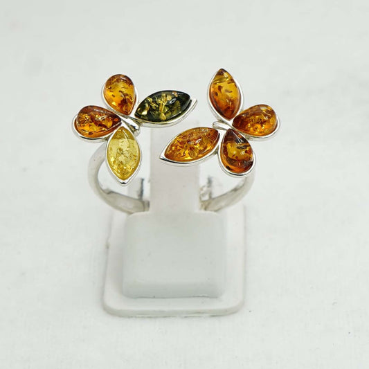 925 Solid Sterling Silver Natural Baltic Amber Ring- 4 Grams