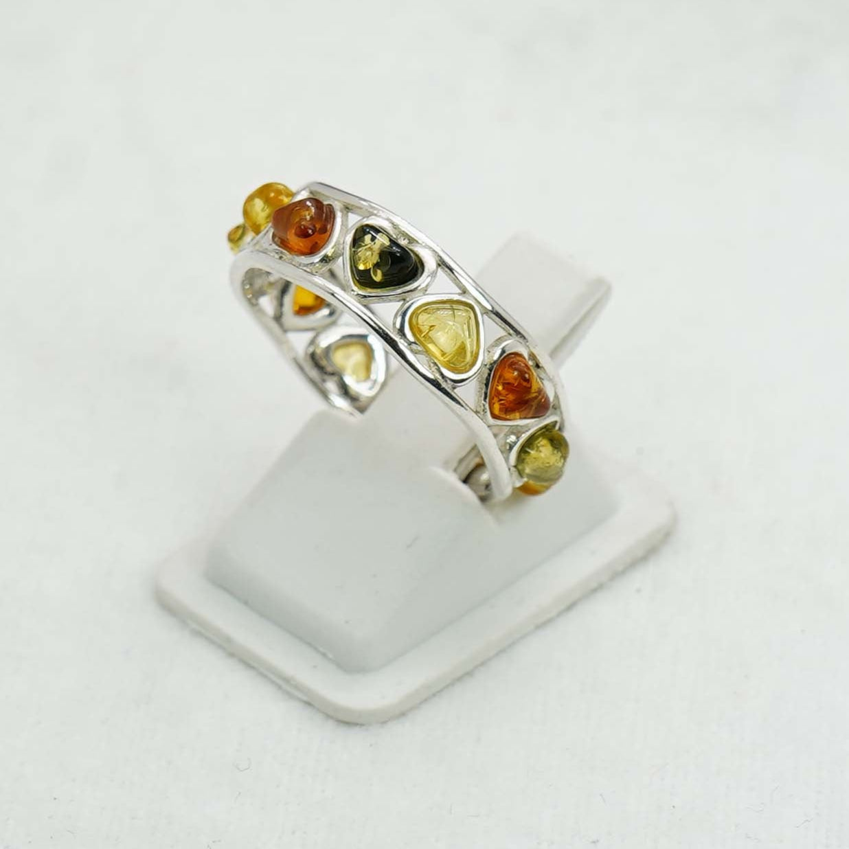 925 Solid Sterling Silver Natural Baltic Amber Ring- 2.9 Grams