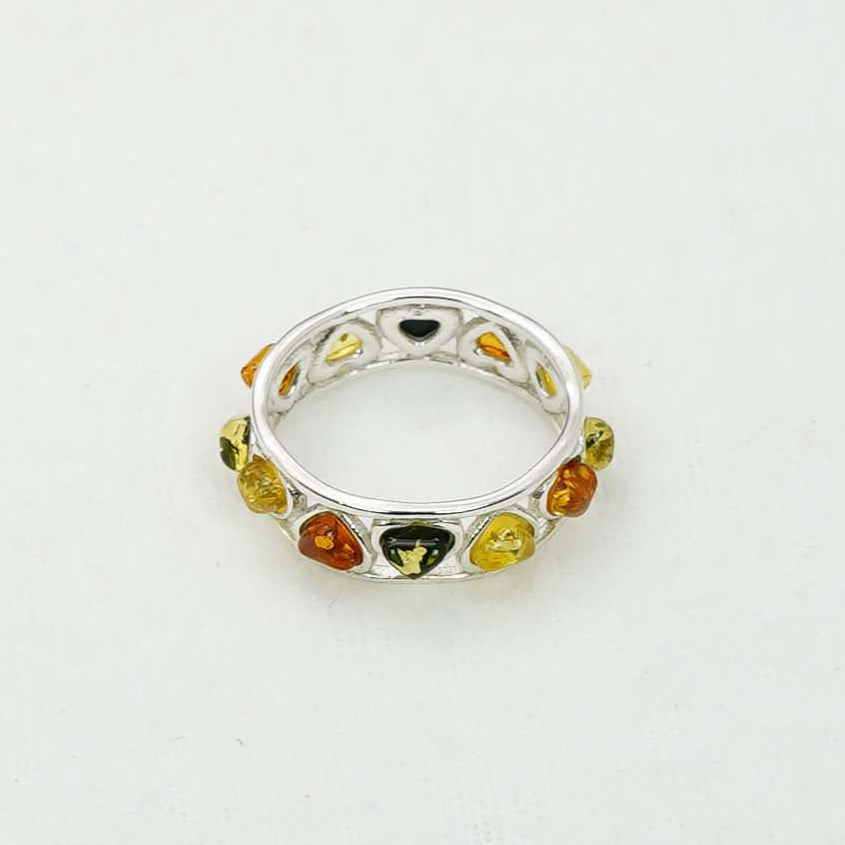 925 Solid Sterling Silver Natural Baltic Amber Ring- 2.9 Grams