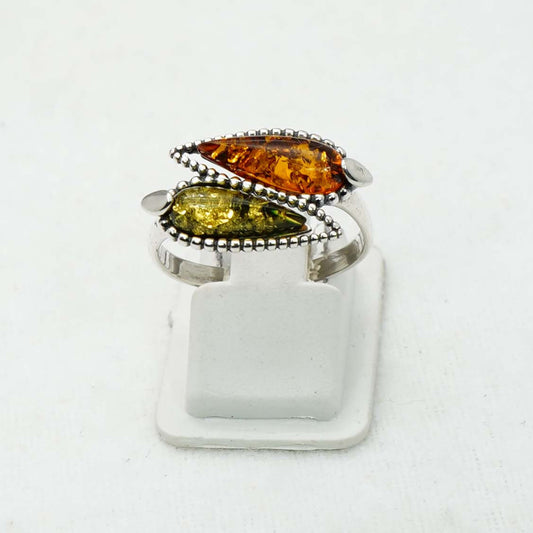 925 Solid Sterling Silver Natural Baltic Amber Ring-2.8 Grams