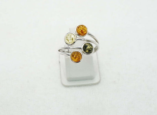 925 Solid Sterling Silver Natural Baltic Amber Ring -2.8 Grams