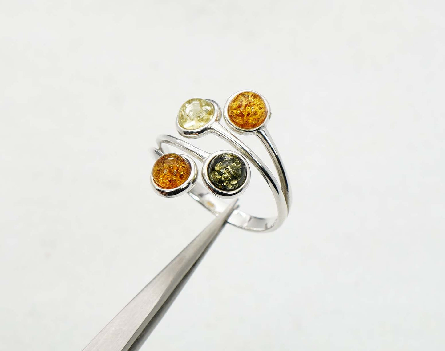 925 Solid Sterling Silver Natural Baltic Amber Ring -2.8 Grams