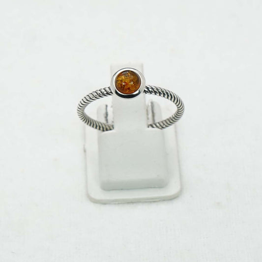 925 Solid Sterling Silver Natural Baltic Amber Ring- 2 Grams