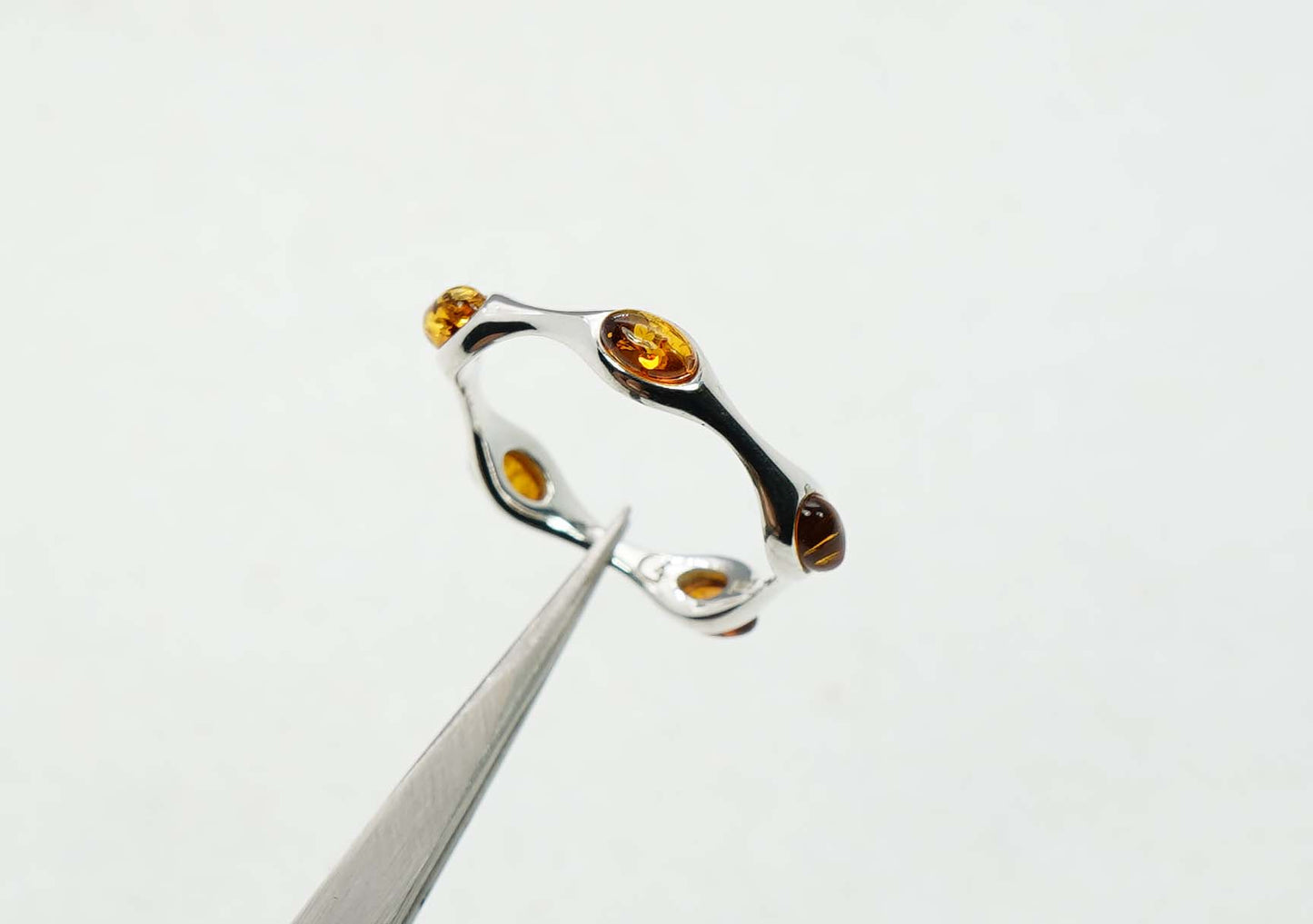 925 Solid Sterling Silver Natural Baltic Amber Ring -2 Grams