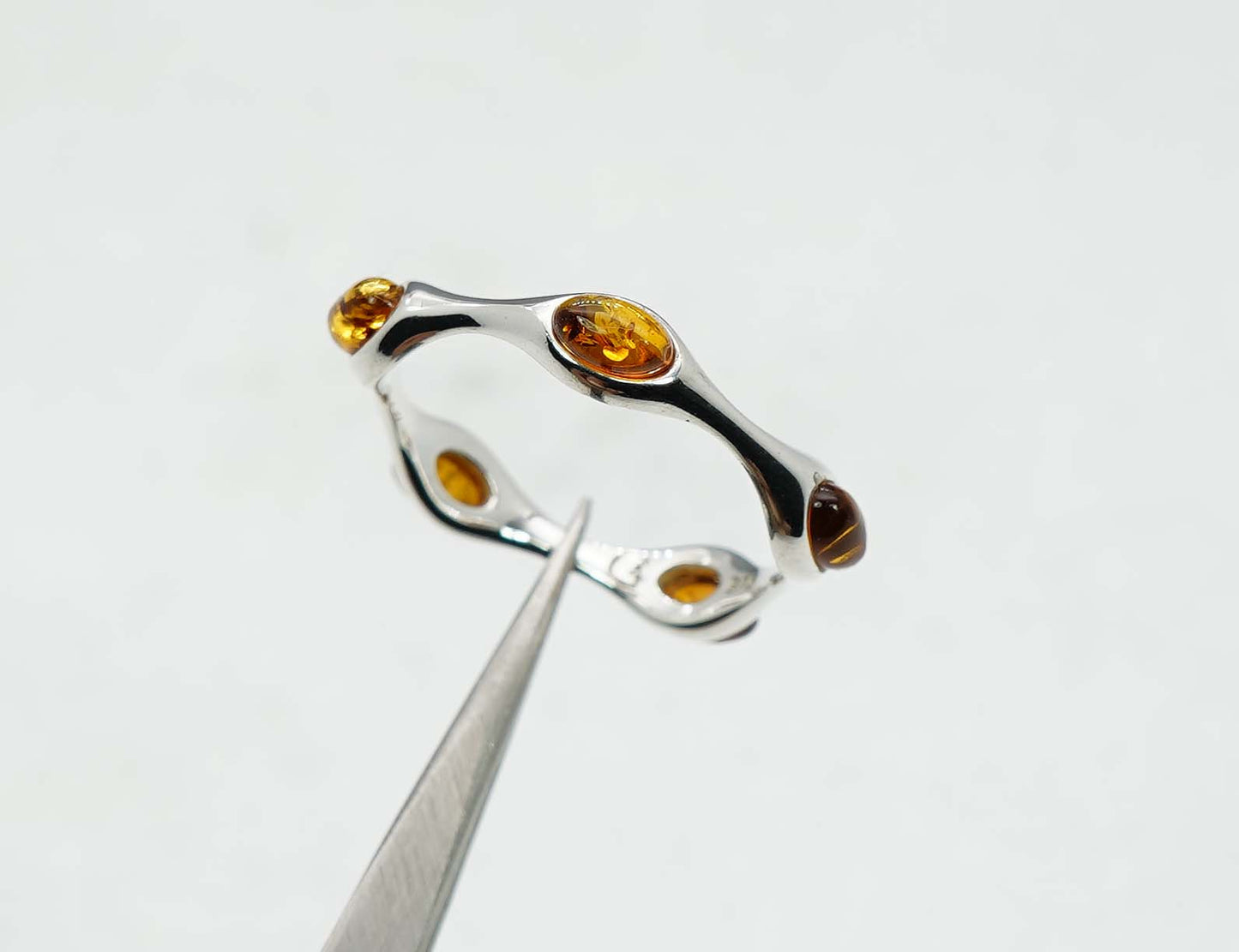 925 Solid Sterling Silver Natural Baltic Amber Ring -2 Grams