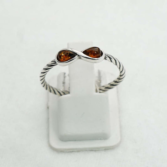 925 Solid Sterling Silver Natural Baltic Amber Ring- 1.7 Grams