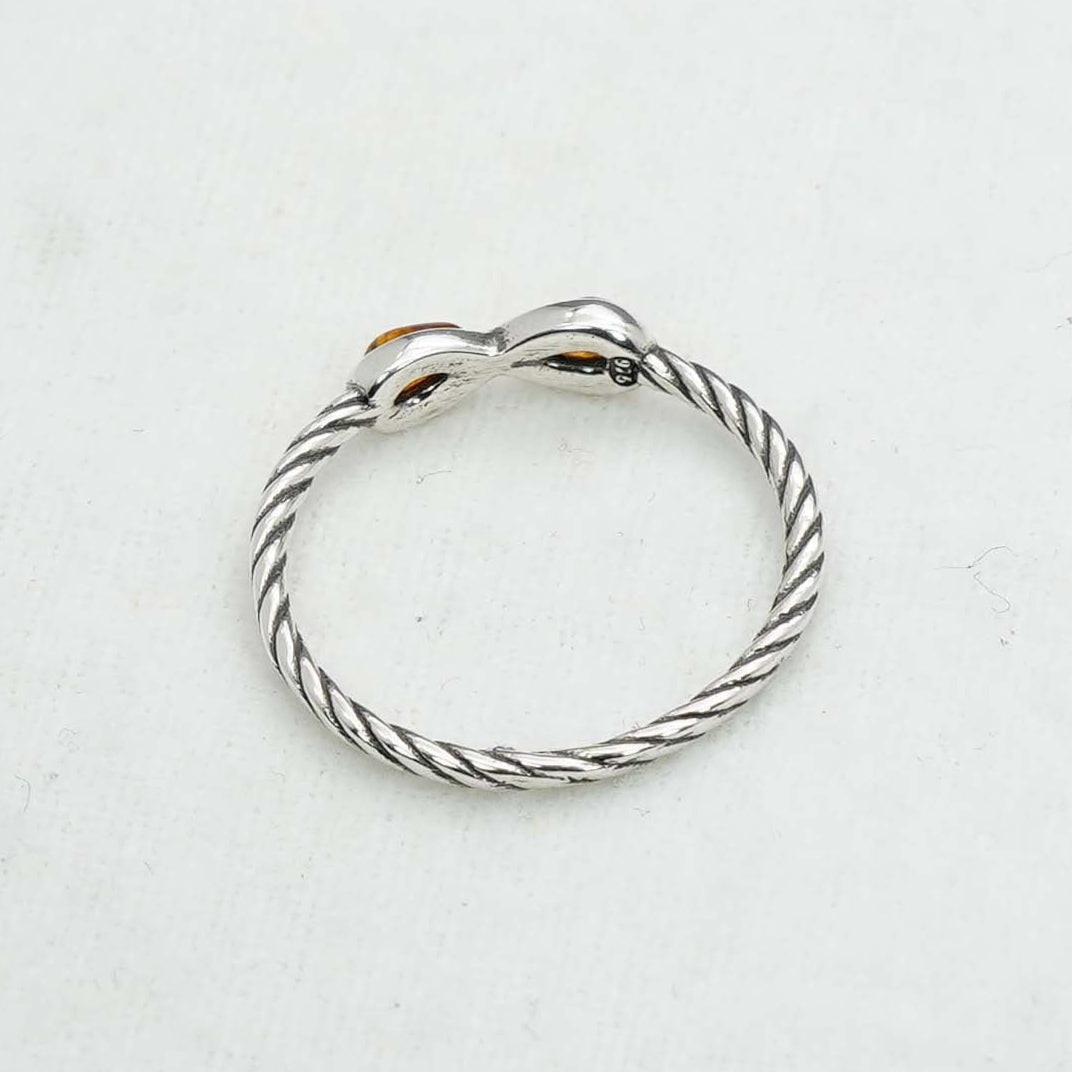 925 Solid Sterling Silver Natural Baltic Amber Ring- 1.7 Grams